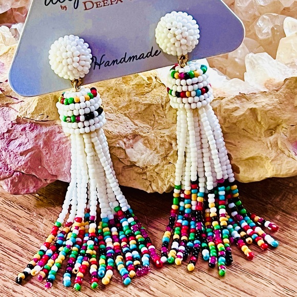 NWT Anthropologie Deepa Beaded Rainbow Chandeliers - Picture 6 of 15